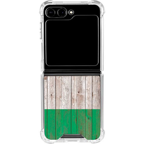 Ireland Flag Dark Wood Galaxy Z Flip5 5G Clear Case